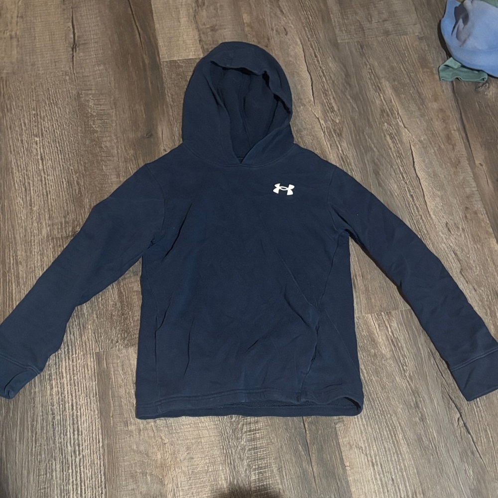 Kids Under Armour Dark Blue Hoodie with White Logo